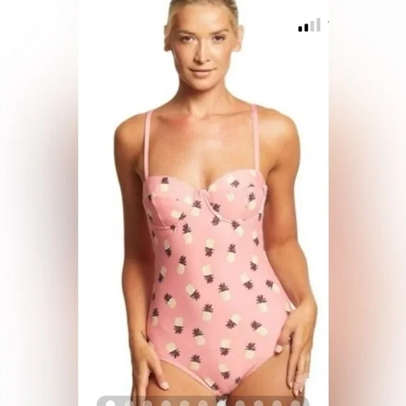 🍍Kate Spade NWT Laniakea Beach One Piece Apricot Pineapple Print Swimsuit Sz S - Picture 12 of 12